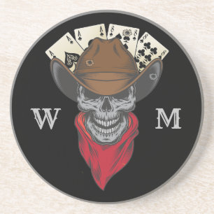 Ess och åtta uppspelningskort Cowboymonogram Underlägg