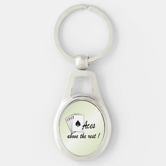 Ess över den återstående Grönten Ovalt Silverfärgad Nyckelring (Framsidan)