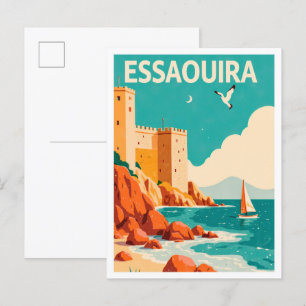 Essaouira Marocko Art Vintage Illustration Travel Vykort