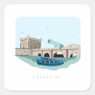 Essaouira Morocco-resefält Sticker - Marocko Fyrkantigt Klistermärke