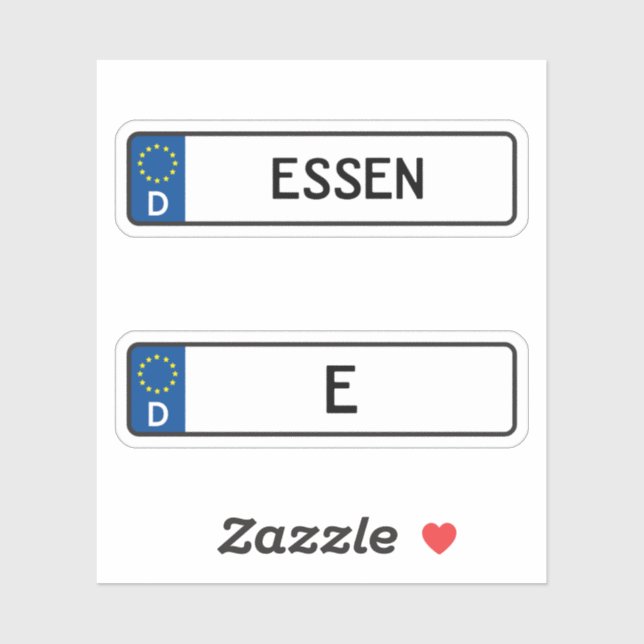 Essen kennzeichen, tyska registreringsskylten klistermärken (Ark)