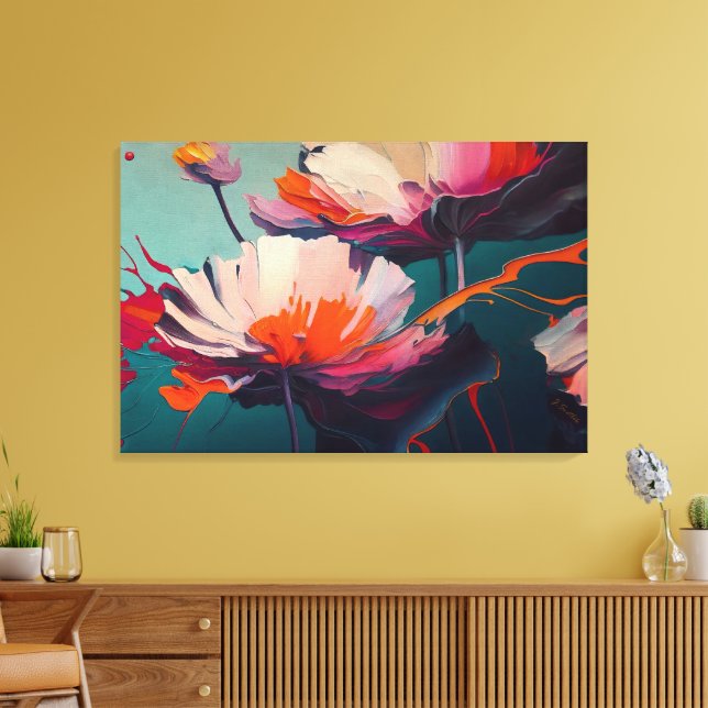 Essence Of The Garden III – Lysande blomrörelse Canvastryck (Insitu (Vardagsrum))