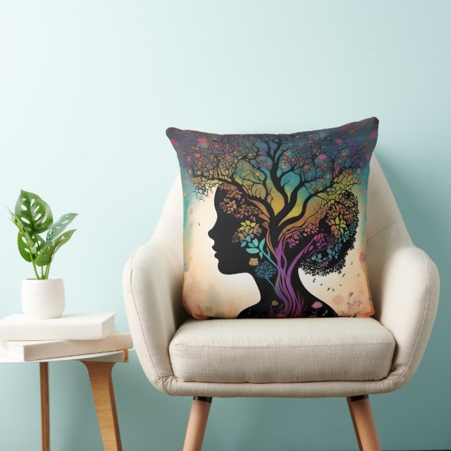 **"Essens av jord: Abstrakt dammoder natur"* Kudde (Stol)