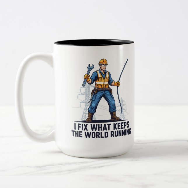 Essential Electrician Utility Lineman funny Två-Tonad Mugg (Vänster)