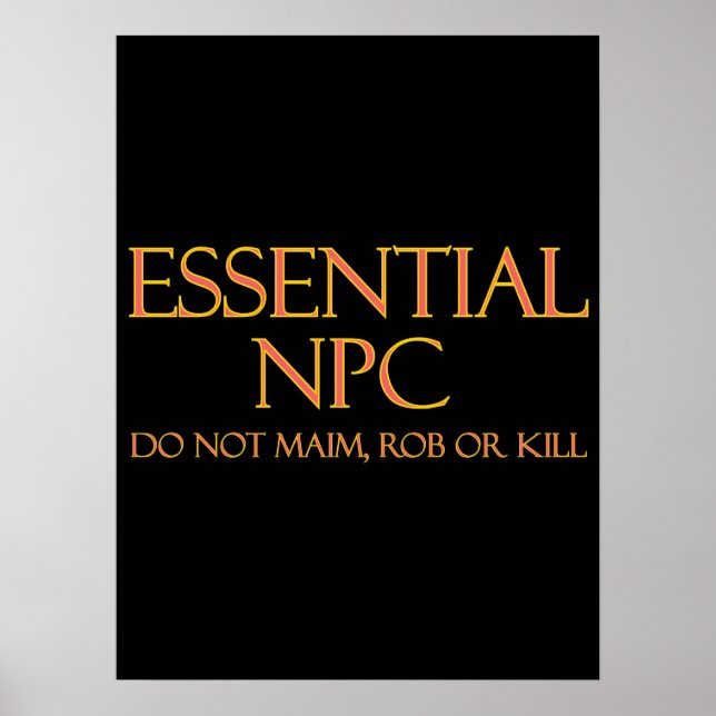 Essential NPC Maim inte Rob eller Döda Funny RPG Poster (Framsidan)