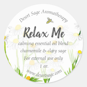 Essential Oil AromaTherapy Chamomile Anpassningsba Runt Klistermärke