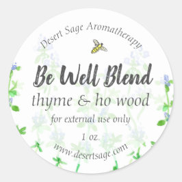 Essential Oil Product Label Thyme Herb Customize Runt Klistermärke
