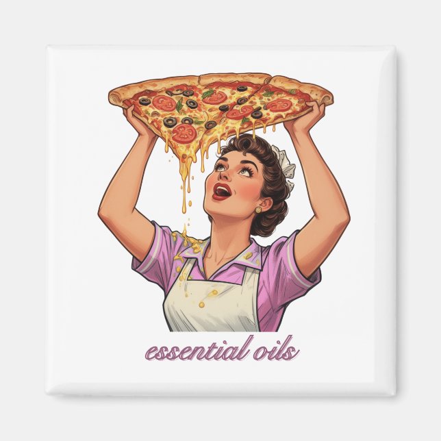 Essential Oils Funny Pizza Illustration | Girly Magnet (Framsidan)