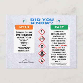 Essential Oils Myth/Fact Postcard Vykort