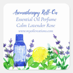 Essential Oils Örters Flowers Rosenknopp Lemon Fyrkantigt Klistermärke
