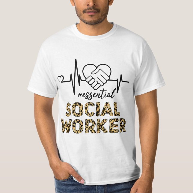 Essential Social Worker Heartbeat Social Worker Le T Shirt (Framsida)