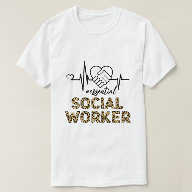Essential Social Worker Heartslag Social Worker Le T Shirt (Design framsida)