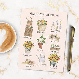  Essential Solros Garden Verktyg Cream Vykort