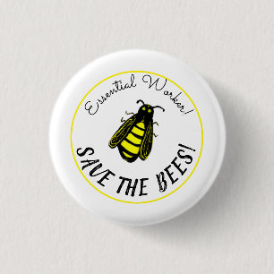 Essential Worker Cute Bee Art Spara av bina Knapp