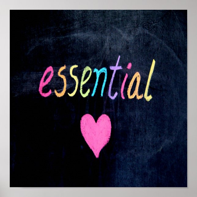 Essential Worker Support Heart på kalk Board Poster (Framsidan)