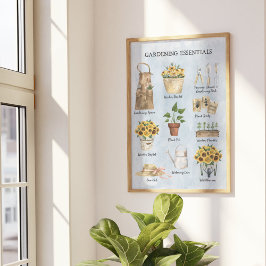  essentiell solros Garden Verktyg Blue Poster