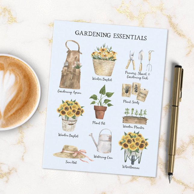  essentiell solros Garden Verktyg Blue Vykort (In situ)