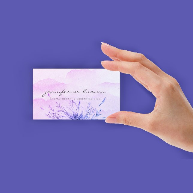 Essentiella oljor lila akvarell visitkort (Essential Oils purple watercolor Business Card)