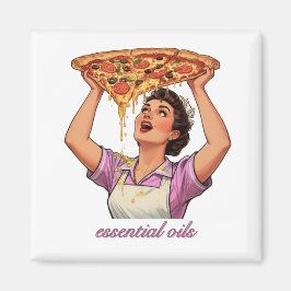 Essentiella oljor Rolig Pizza-illustration | Femin Magnet