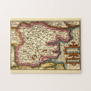 Essex County England Old Antiquarian Atlas Karta Pussel