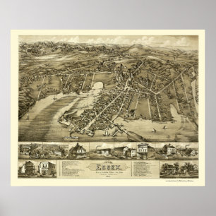 Essex, CT Panoramic Karta - 1881 Poster