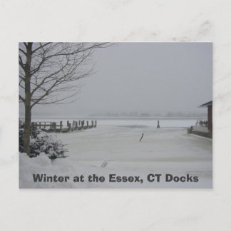 Essex Dock, vinter vid Essex, CT Docks Vykort