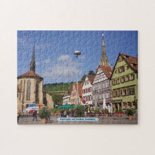 Esslingen förmiddag Neckar, Tyskland Pussel