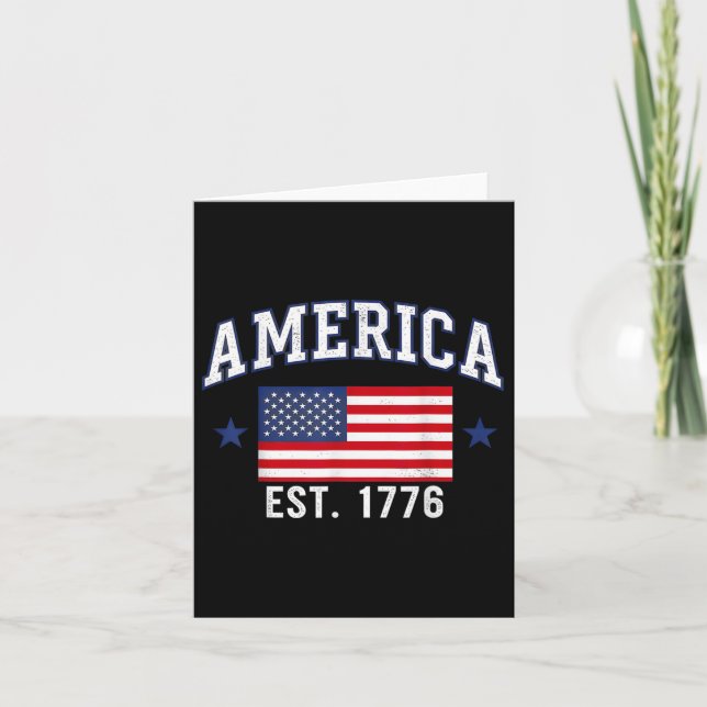 Est 1776 Patriotic US American Flagga 4:e juli am Kort (Framsida)