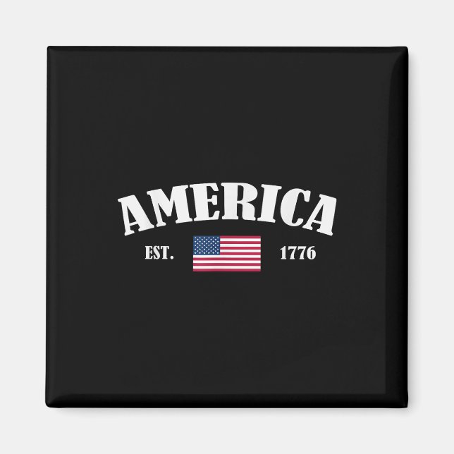 Est 1776 Patriotic US American Flagga 4:e juli am Magnet (Framsidan)