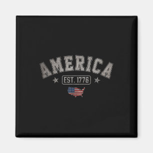 Est 1776 Patriotic US American Flagga 4:e juli am Magnet