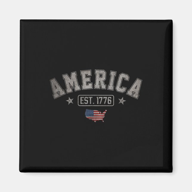 Est 1776 Patriotic US American Flagga 4:e juli am Magnet (Framsidan)