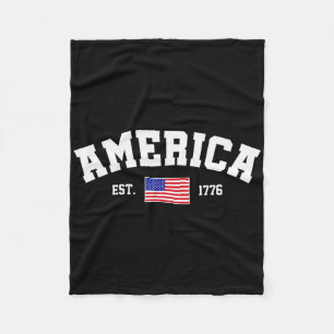 Est 1776 Patriotisk Amerikansk Flagga 4:e Juli Am Fleecefilt