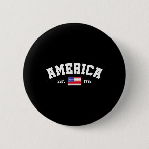 Est 1776 Patriotisk Amerikansk USA-flagga 4:e Juli Knapp