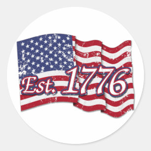 Est. 1776 USA flagga - nödlidande Runt Klistermärke