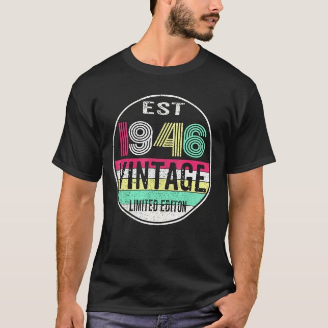 Est 1946 Årgång 1946 76-årsdag T Shirt (Framsida)