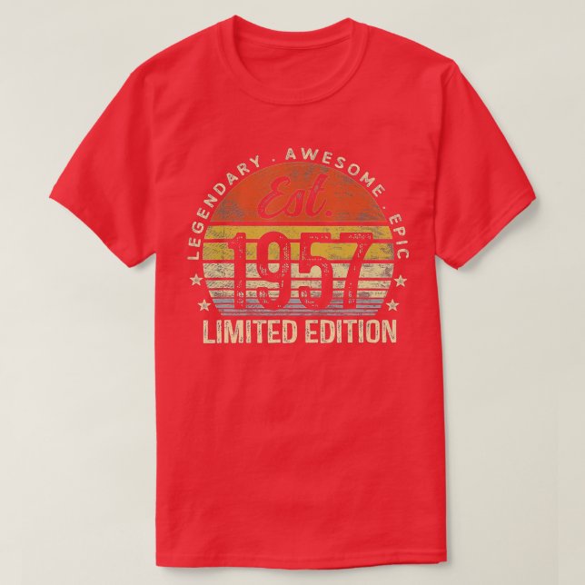 Est 1957 Begränsad Edition 65e Birthday Gifts 65 Y T Shirt (Design framsida)