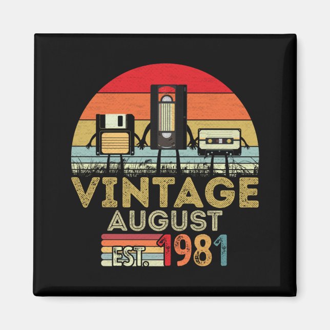 EST 1981 augusti Vintage 40 födelsedagar Magnet (Framsidan)