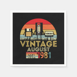 EST 1981 augusti Vintage 40 födelsedagar Pappersservett