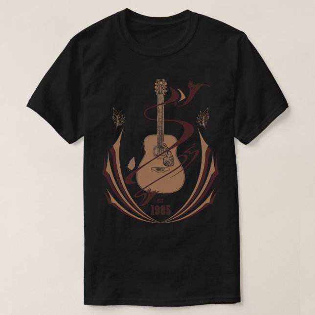 Est 1985GuitaristAcousticClassicAesthetic T Shirt (Design framsida)