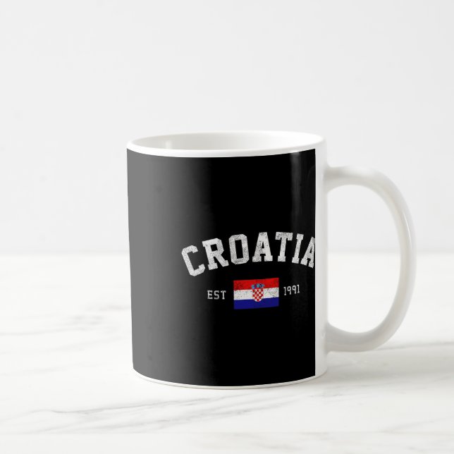 Est. 1991 Kroatiens flagga självständighetsdag  Kaffemugg (Höger)