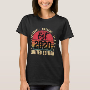 Est 2020 Begränsad utgåva 4 år gammal Vintage 4:e T Shirt