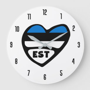 EST Flagga Heart, Estoniakod Land Stor Klocka