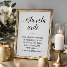 Esta Vela Arde Bröllop Memorial Sign på spanska Poster