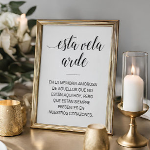 Esta Vela Arde Bröllop Memorial Sign på spanska Poster