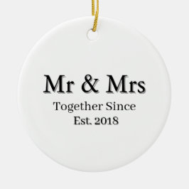 Established Year Modern Personalized Couple  Julgransprydnad Keramik