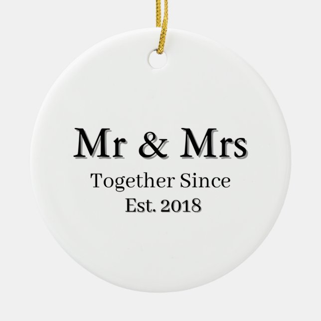 Established Year Modern Personalized Couple  Julgransprydnad Keramik (Framsidan)
