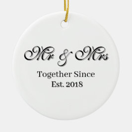 Established Year Personalized Couple Design Julgransprydnad Keramik