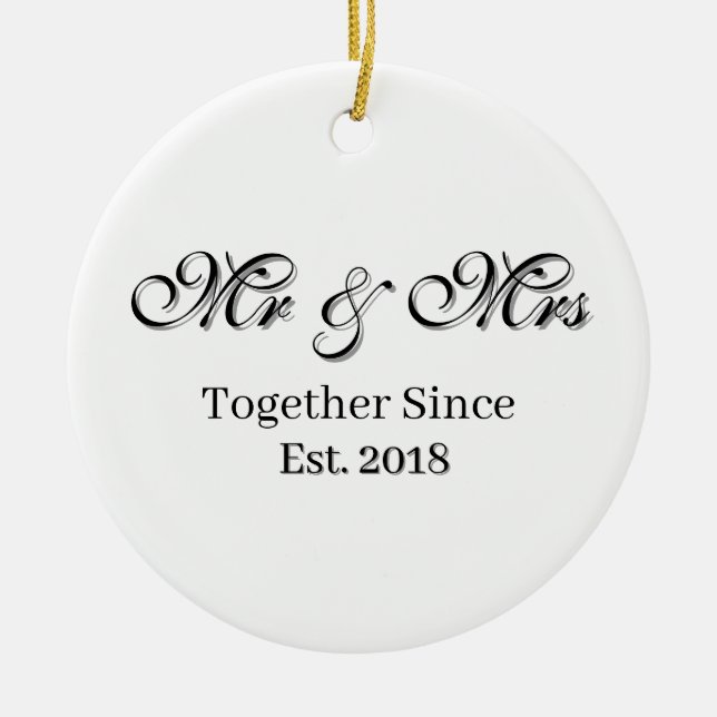 Established Year Personalized Couple Design Julgransprydnad Keramik (Framsidan)