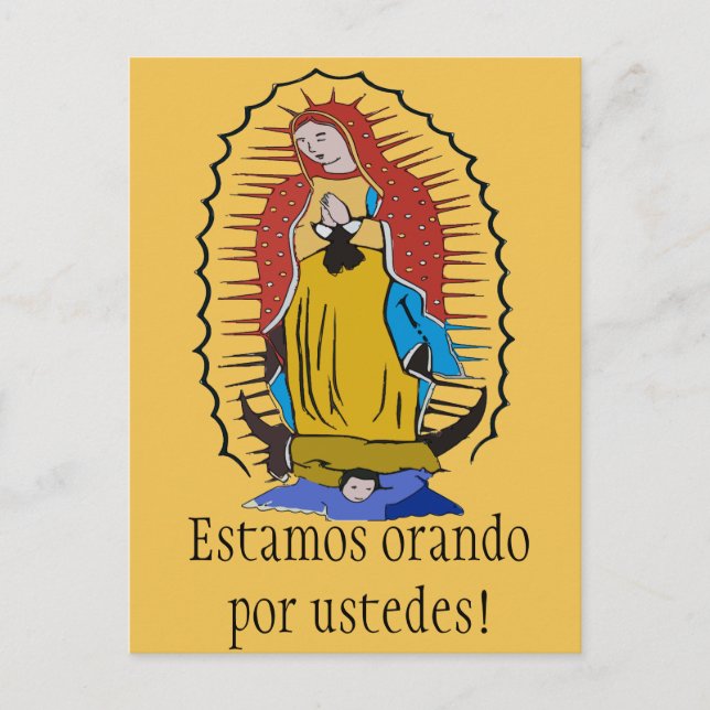 Estamos orando por ustedes! Virgin of Guadalupe Vykort (Framsida)