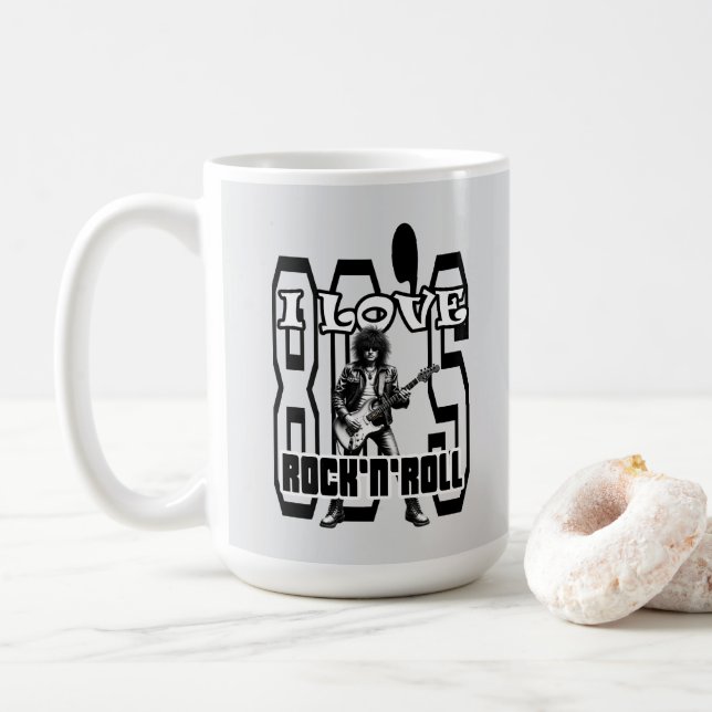 Estampa Rock - I Love 80s Rock’n’Roll – Caneca Kaffemugg (Med munk)